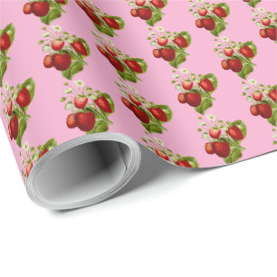 Papier d'emballage cadeau fraise Fraises