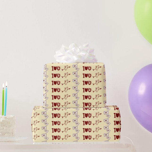 Papier d'emballage cadeau Je t'aime (Cadeaux de fête)