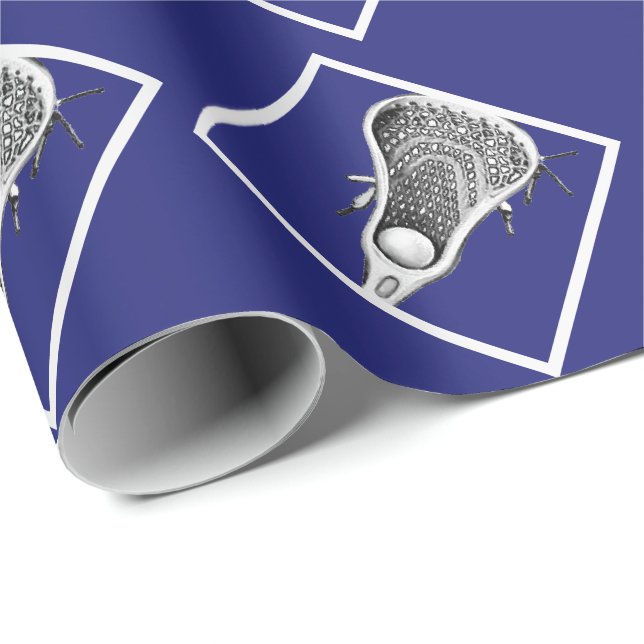 Papier d'emballage cadeau Lacrosse Bleu (Coin rond)