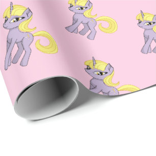Papier d'emballage cadeau Licorne Rose Fille