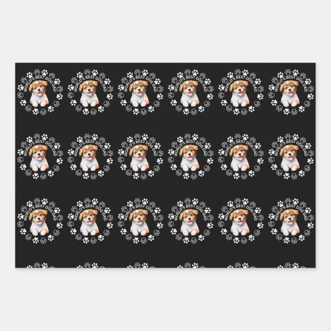 Papier d'emballage cadeau - Meilleur papa de chien (Devant)