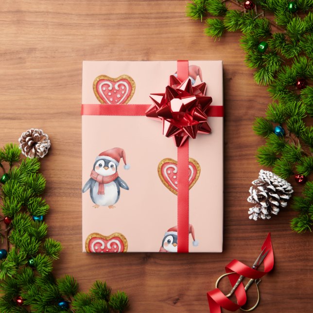 Papier d'emballage cadeau Pingouin de Noël (Cadeau de vacances)