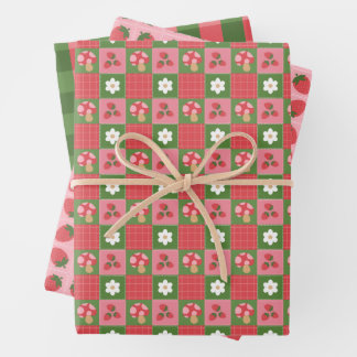 Papier d'emballage cadeau Pique-nique aux fraises