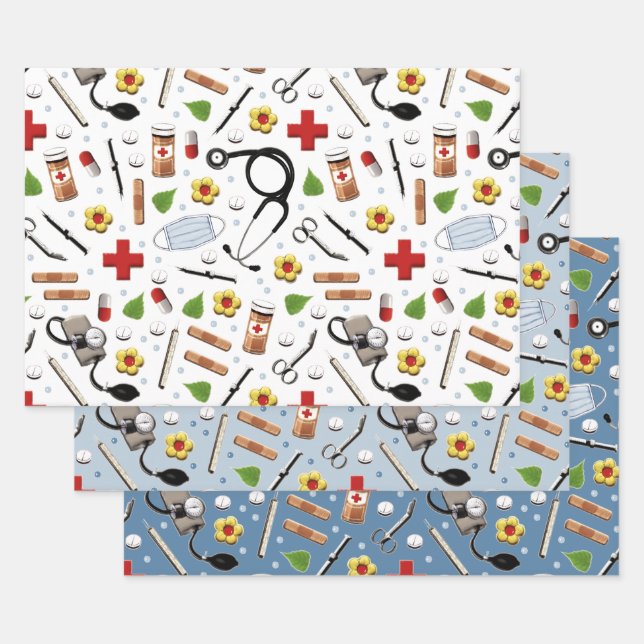 Papier d'emballage cadeau pour infirmières (Lot)