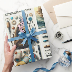 Papier d'emballage cadeau pour lui Bas Poisson et