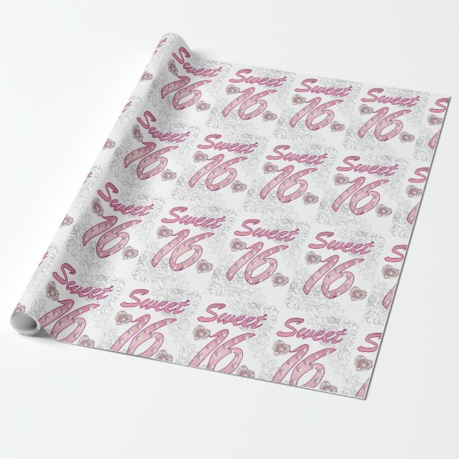 Papier d'emballage cadeau Sweet 16 (Déroulé)