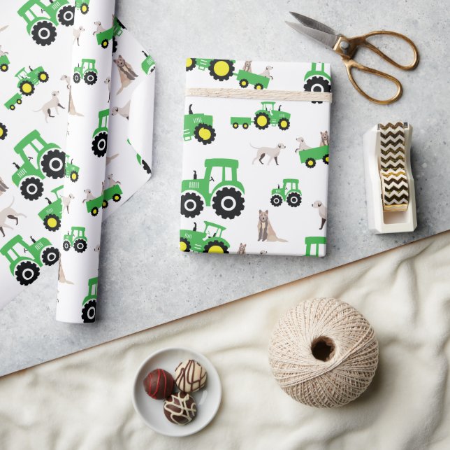 Papier d'emballage cadeau Thème de tracteur de fer (Artisanat)