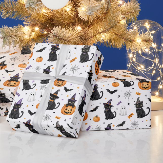 Papier d'emballage Chat Halloween | Cadeau pour am (Vacances)