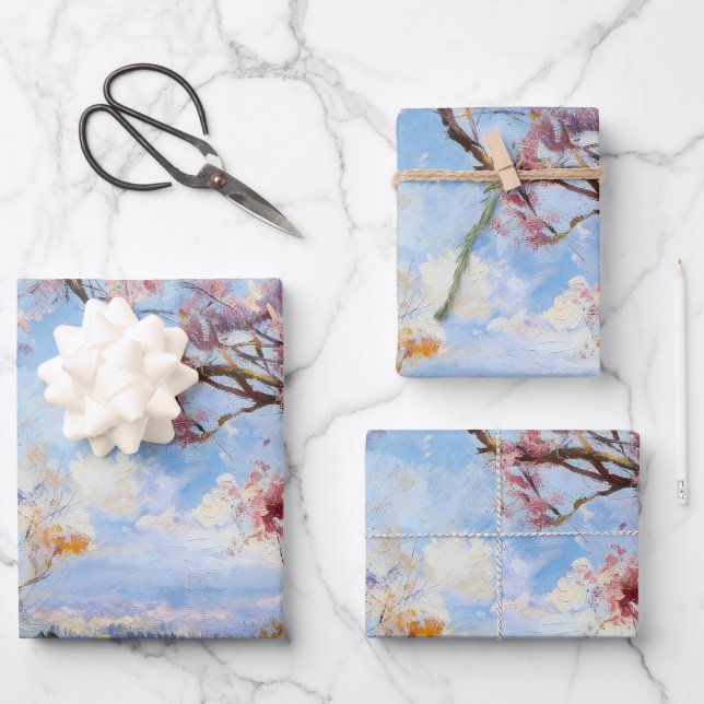 Papier d'emballage ciel de fleurs de cerisier (Recto)