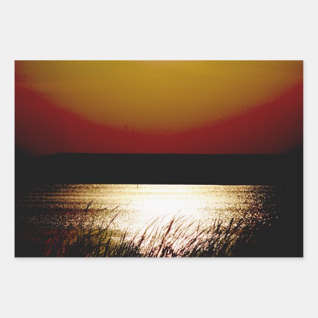 Papier d'emballage Coucher de soleil sur le lac (Devant)