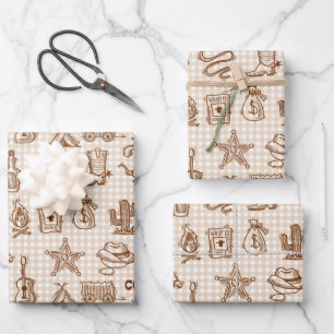 Papier d'emballage Cowboy, emballage cadeau rustiq