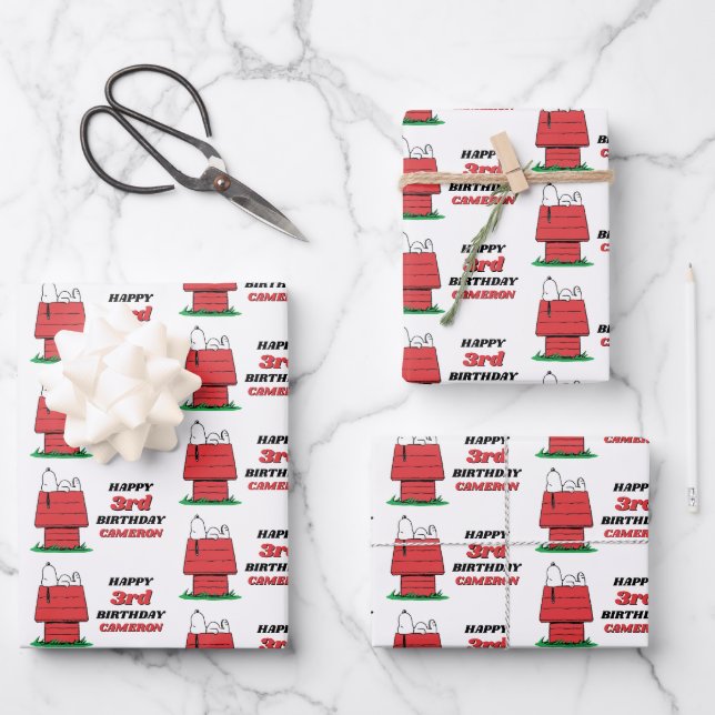 Papier d'emballage d'anniversaire Peanuts Snoopy D (Recto)