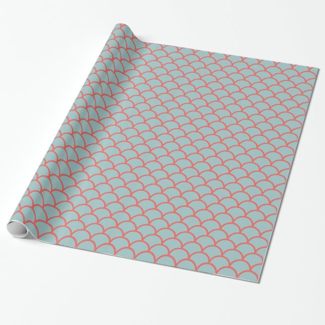 Papier d'emballage d'Aqua et de cadeau de corail (Déroulé)