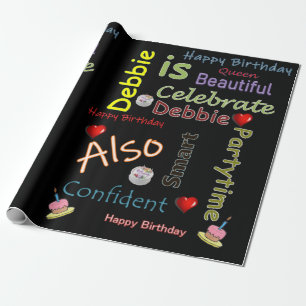 Papier d'emballage de cadeau d'anniversaire Debbie
