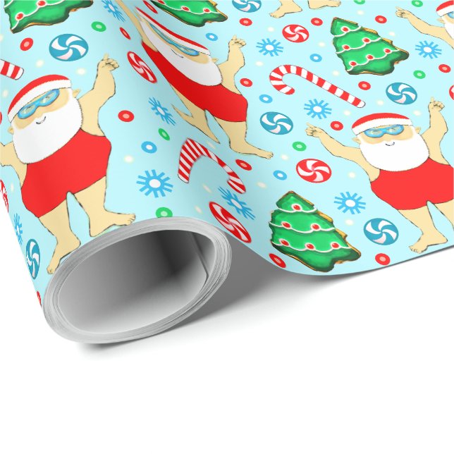 Papier d'emballage de cadeau de Noël de natation (Coin rond)