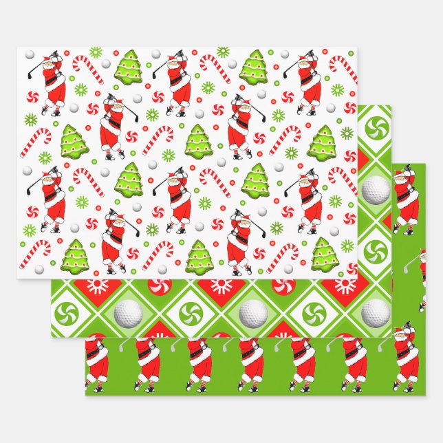 Papier d'emballage de cadeau de Noël pour golf (Lot)