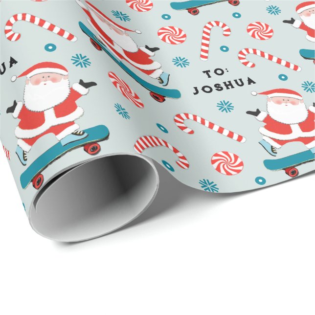 Papier d'emballage de cadeau de Noël Skateboard (Coin rond)