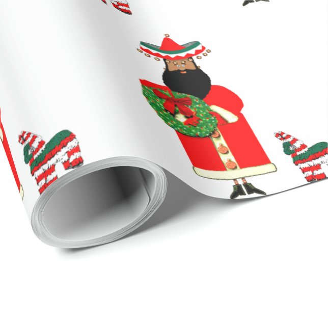 Papier d'emballage de cadeau de Santa mexicain (Coin rond)
