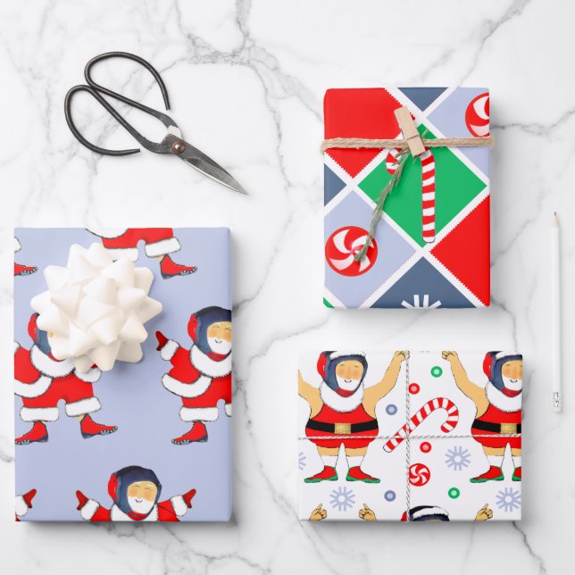 Papier d'emballage de cadeau de vacances de lutteu (Recto)