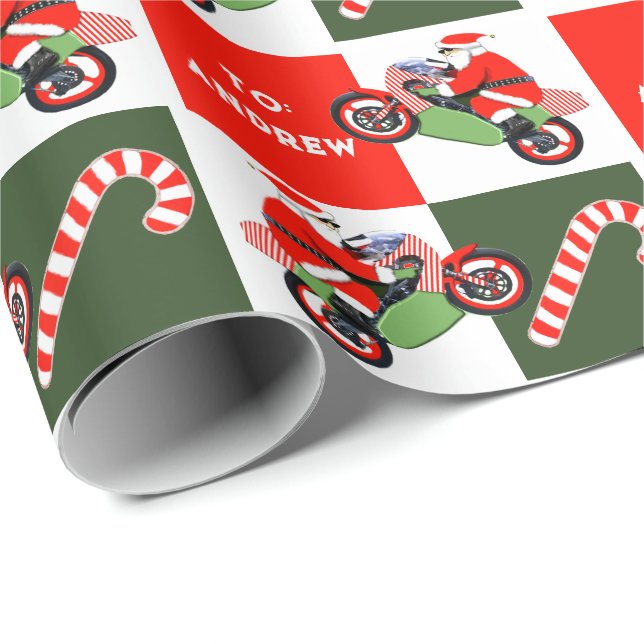 Papier d'emballage de cadeau de vacances de moto p (Coin rond)