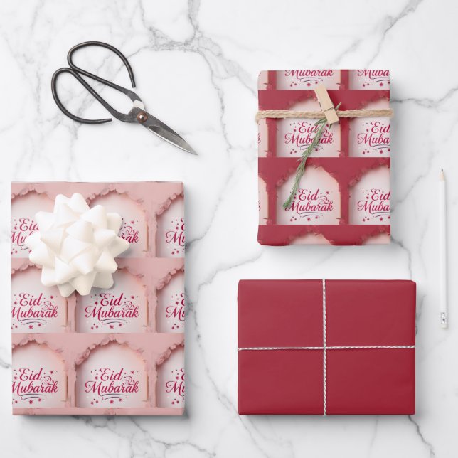 Papier d'emballage de cadeau d'Eid EID Mubarak Pap (Recto)