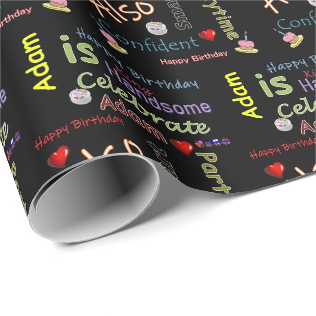 Papier d'emballage de cadeau Joyeux Anniversaire A (Coin rond)