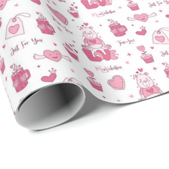 Papier d'emballage de la Saint-Valentin – Cadeau d (Coin rond)