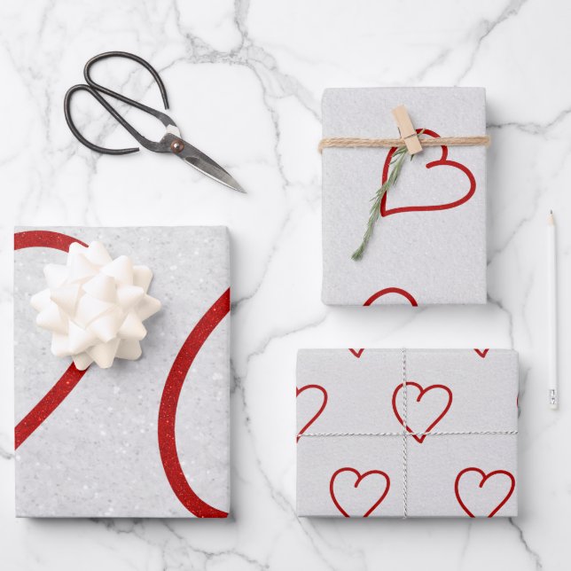 Papier d'emballage de la Saint-Valentin Paillettes (Recto)