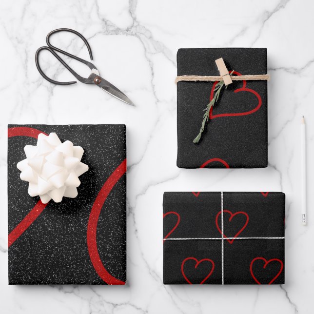 Papier d'emballage de la Saint-Valentin Paillettes (Recto)