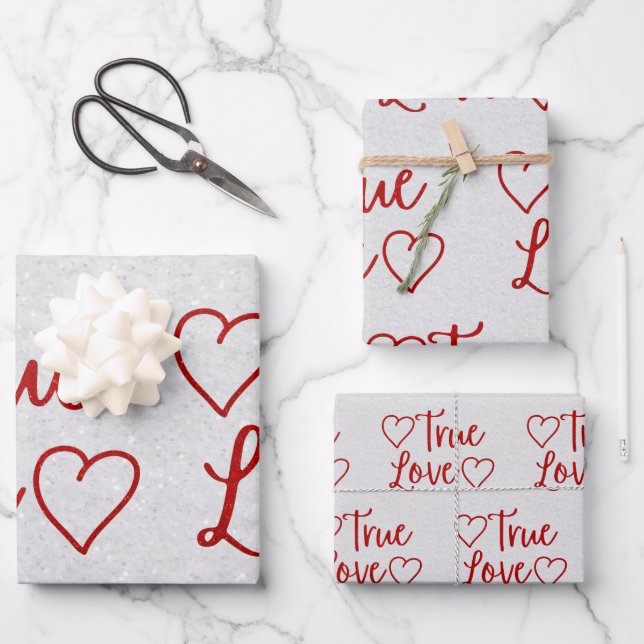 Papier d'emballage de la Saint-Valentin paillettes (Recto)