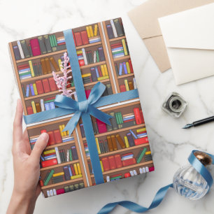 Papier d'emballage de livre, papier cadeau de bibl