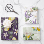 Papier d'emballage de mariage floral Citron modern<br><div class="desc">Design moderne et joli mettant en vedette des citrons,  des fleurs blanches et des feuilles de sauge,  le tout peint à l'aquarelle. Papier cadeau parfait pour les cadeaux de mariage,  d'anniversaire et de shower de mariée.</div>