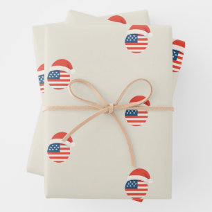 Papier d'emballage de Noël avec Santa et drapeau a