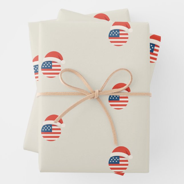 Papier d'emballage de Noël avec Santa et drapeau a (En situation)