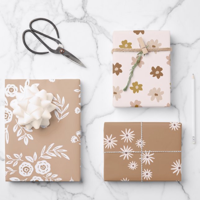 Papier d'emballage de Noël beige moderne (Recto)