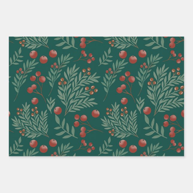 Papier d'emballage de Noël botanique (Devant)