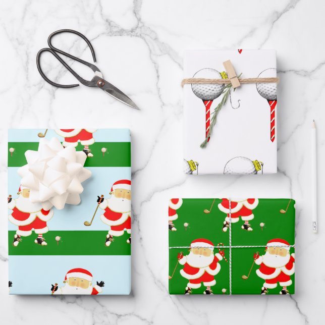 Papier d'emballage de Noël de golf (Recto)