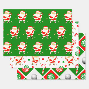 Papier d'emballage de Noël de golf