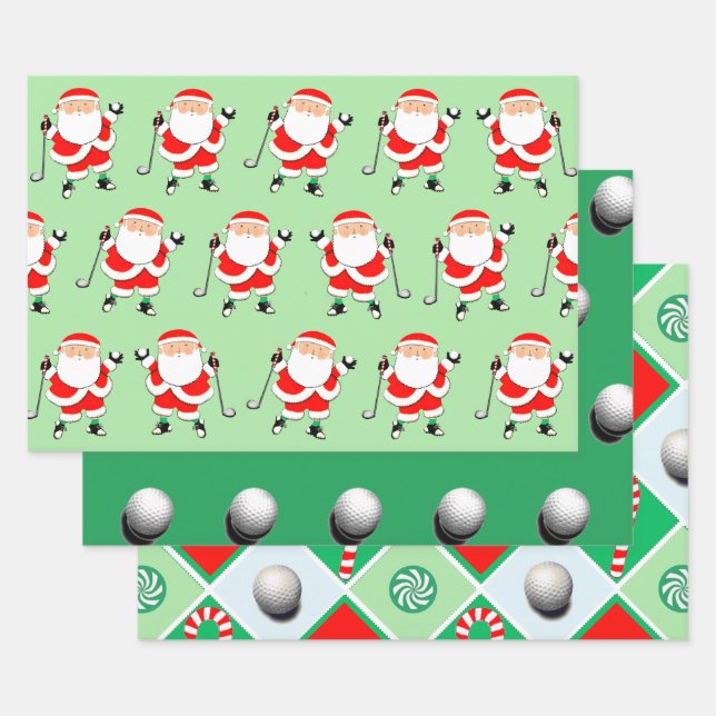 Papier d'emballage de Noël de golf Feuille plate e (Lot)
