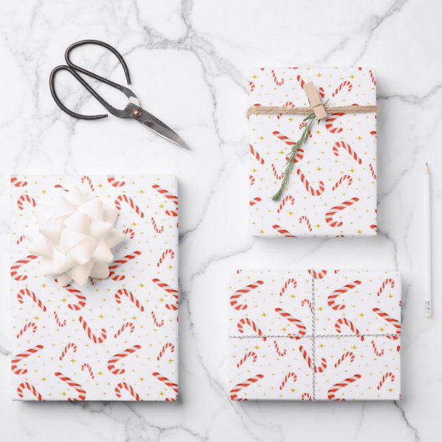 Papier d'emballage de Noël en forme de canne à bon (Recto)