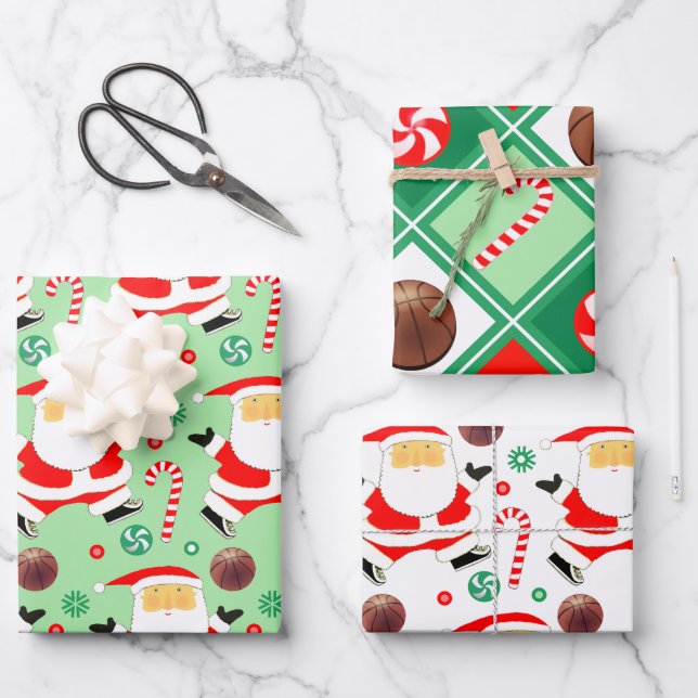 Papier d'emballage de Noël pour basket-ball (Recto)