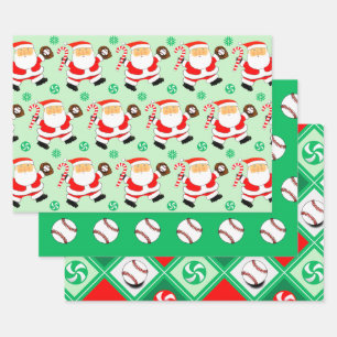 Papier d'emballage de Noël pour le baseball