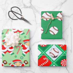 Papier d'emballage de Noël pour le baseball