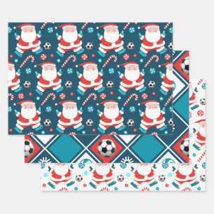 Papier d'emballage de Noël pour le football
