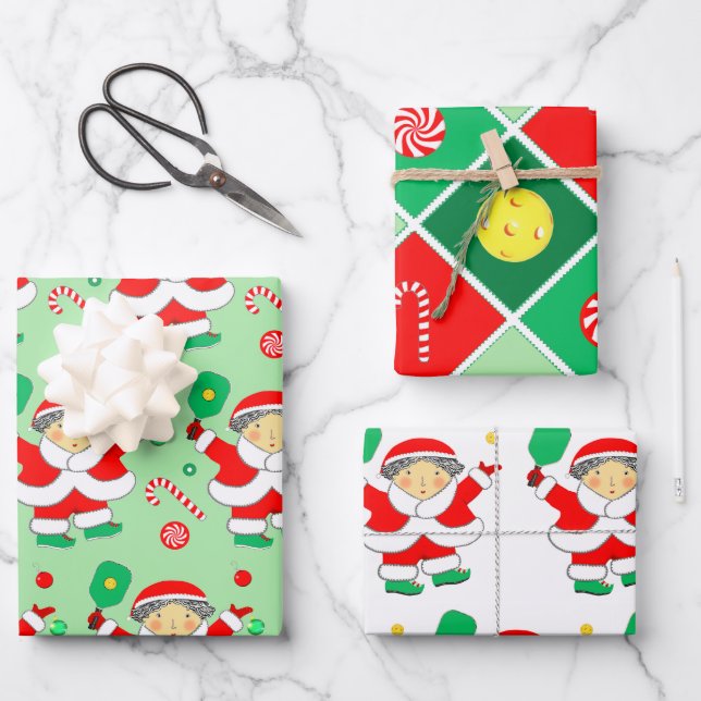 Papier d'emballage de Noël pour Pickleball (Recto)