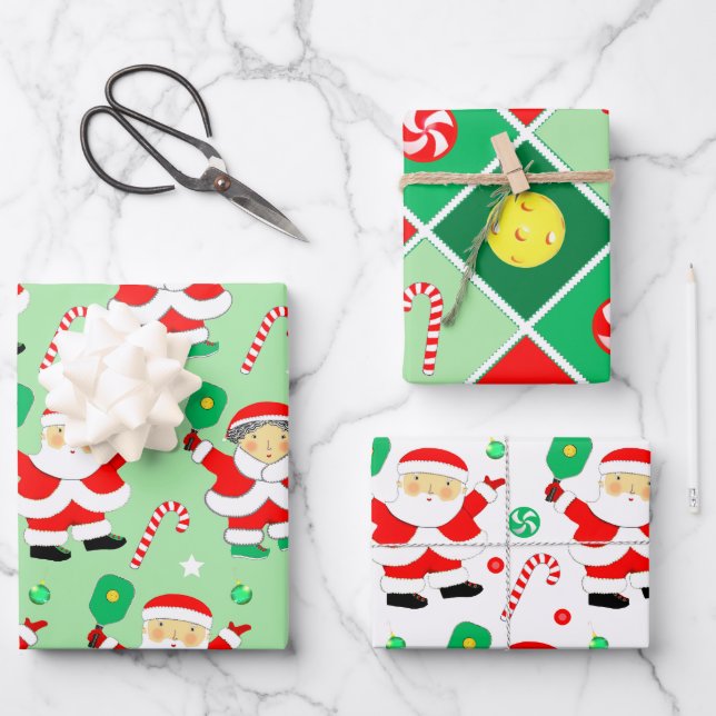 Papier d'emballage de Noël pour Pickleball (Recto)