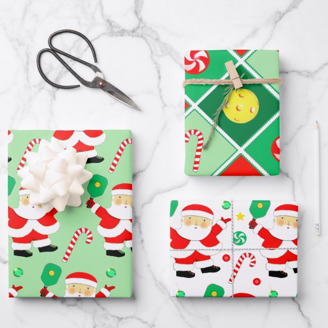 Papier d'emballage de Noël pour Pickleball (Recto)