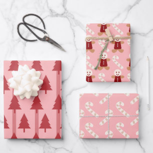 Papier d'emballage de Noël rose moderne