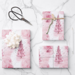 Papier d'emballage de Noël rose pour cadeaux