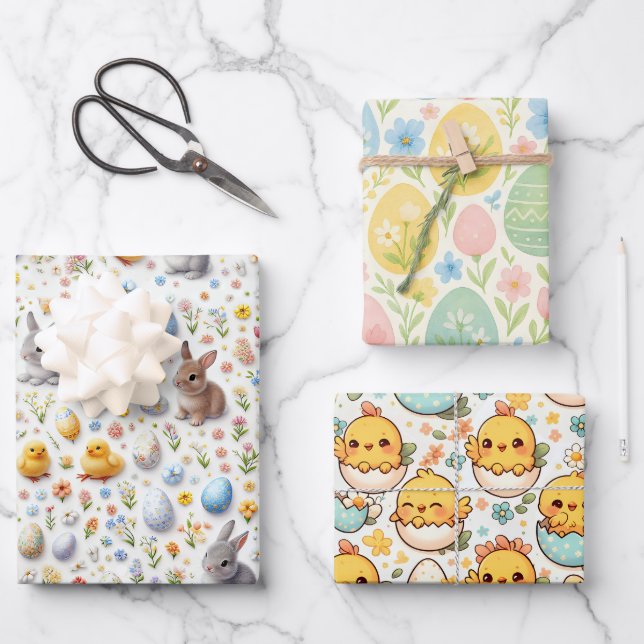 Papier d'emballage de Pâques - Enfants (Recto)
